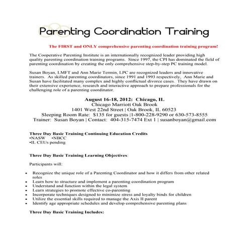 40 Hour Introductory Child Care Training comprised of Part I and Part ...