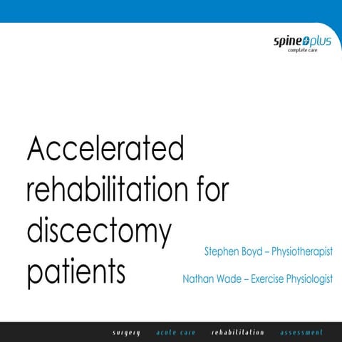 Accelerated rehabilitation after lumbar discectomy