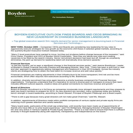 Boyden Executive Outlook 2009