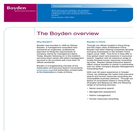 Boyden Search Brochure (Full Set) | PDF
