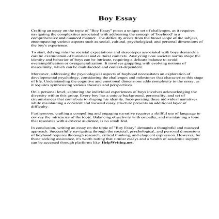 Boy Essay. College of Health and Allied Development