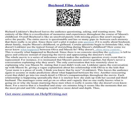 Boyhood Film Analysis