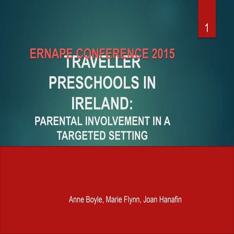 Anne Boyle, Marie Flynn and Joan Hanafin, 2015. Traveller Preschools and Pare...