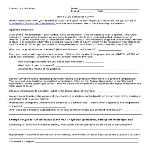 Boyle's law computer activity