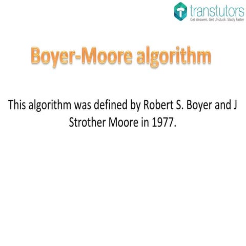 Boyre Moore Algorithm | Computer Science | PPT