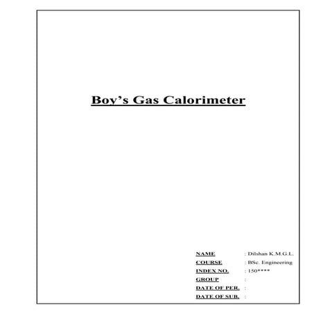 Boy's gas calorimeter