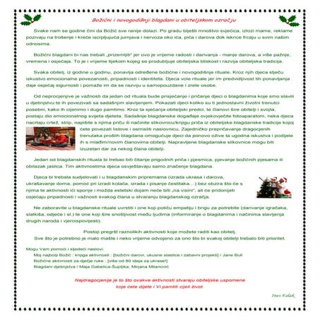 Bozicni i novogodisnji blagdani u obiteljskom ozracju