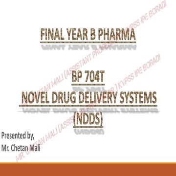 NOVEL DRUG DELIVERY SYSTEMS (BP 704 T) UNIT 1