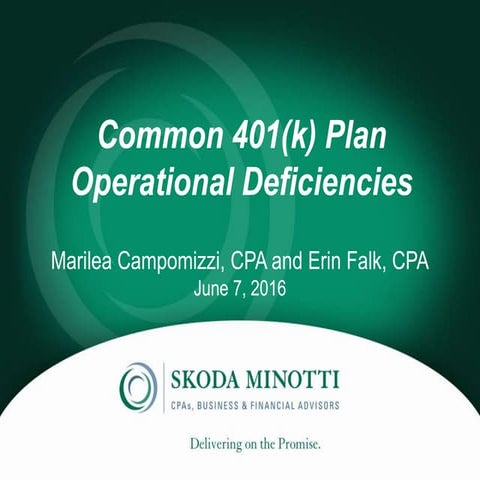 Common 401(k) Plan Operational Deficiencies
