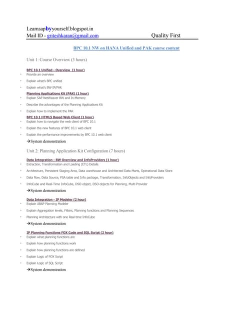 Bpc 10.1 unified training