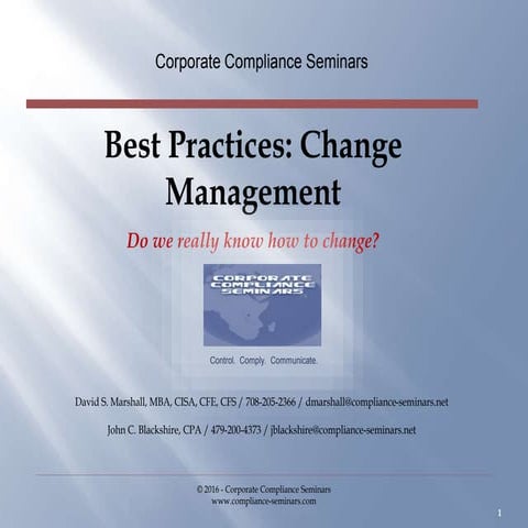 Best Practices: Change Management