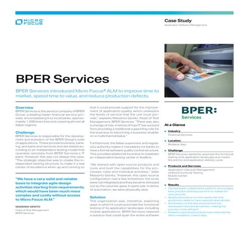 Bper services Case Study Application Delivery Management