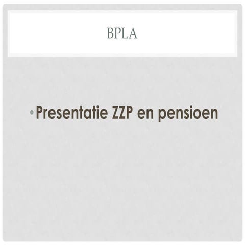 ZZP en Pensioen