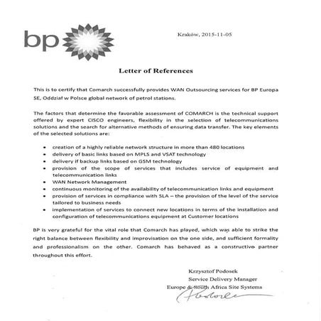 Bp letter of references