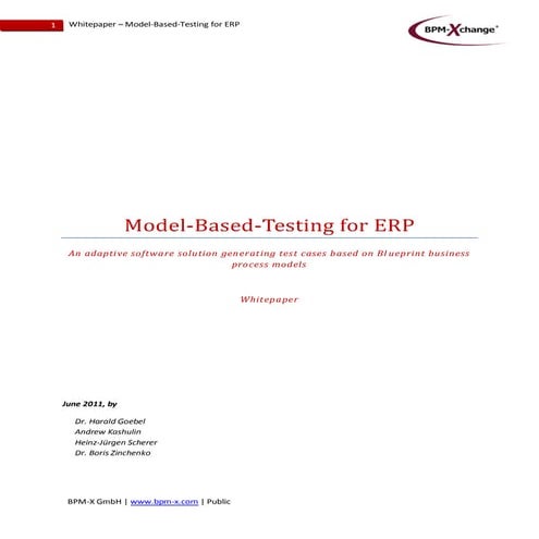 BPM-X Model-based-testing for ERP 01-2012