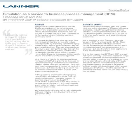 BPMN 2.0 Simulation Exectuive Briefing