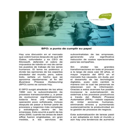 Bpo a punto de cumplir su papel esp