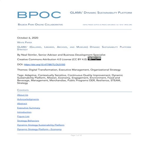 GLAMs' Dynamic Sustainability Platform