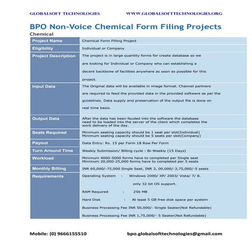 BPO Non-Voice Mobile Form Filing Projects | PDF