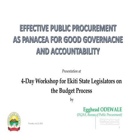 Effective Public Procurement as Panacea for Good Governance and Accountabilit...