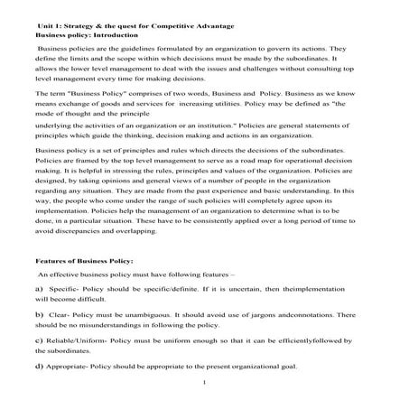 BPSM Notes for MBA SY, IV sem. BAM University | DOCX