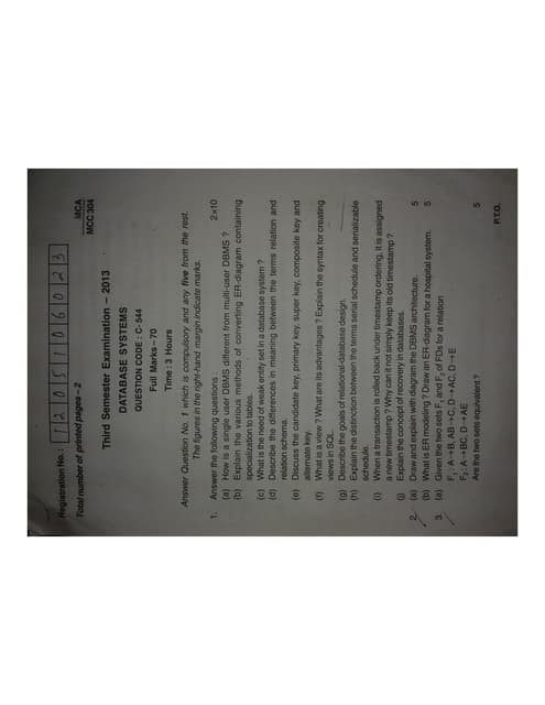 Bput mca 3rd semester 2013 question