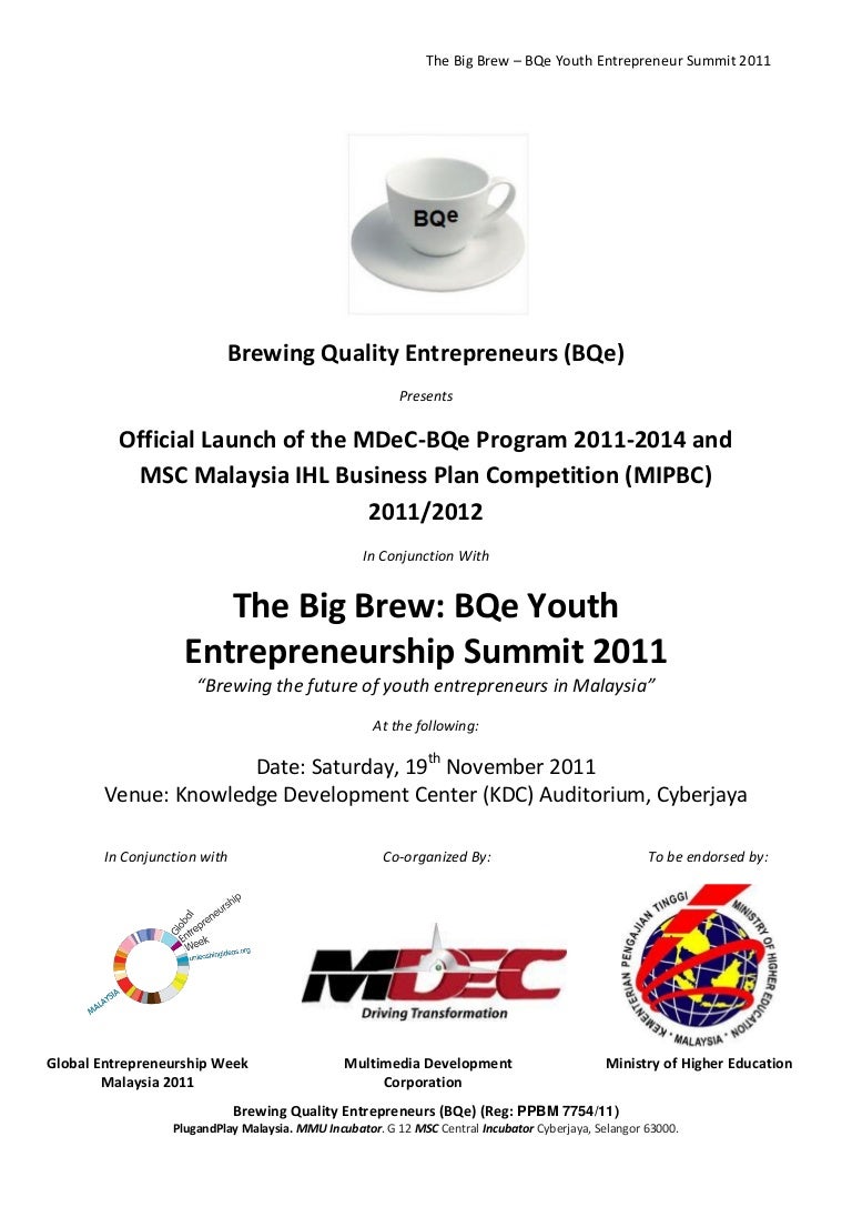 Bqe Youth Entrepreneurship Summit 2011 Event Agenda