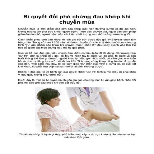 Bí quyết đối phó chứng đau khớp khi chuyển mùa