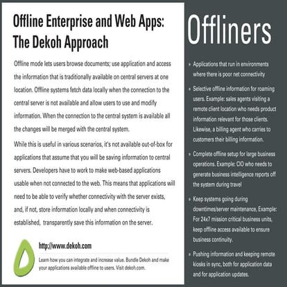 Offline Enterprise and Web Apps: Dekoh Approach