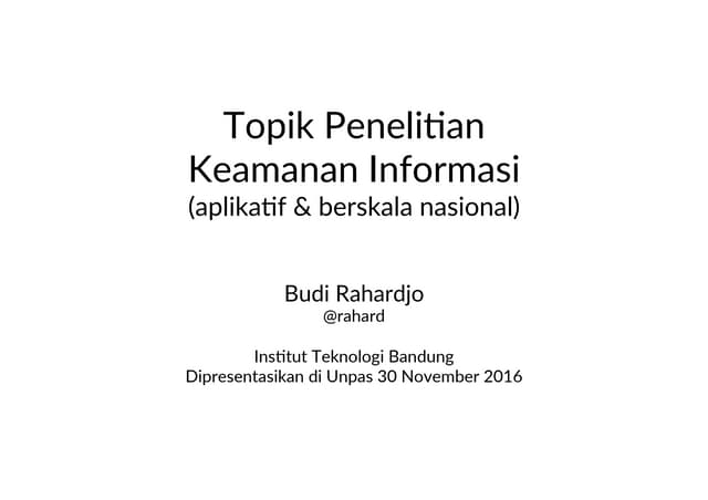 Topik Penelitian Keamanan Informasi