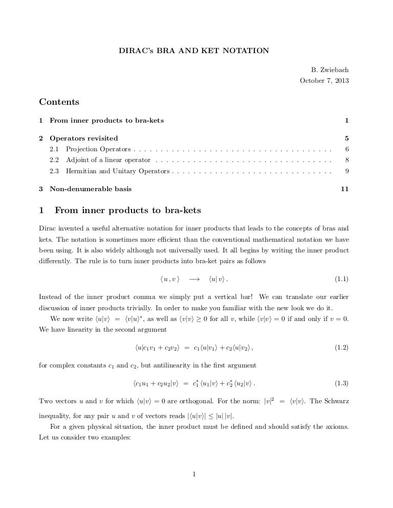 Bra and ket notations
