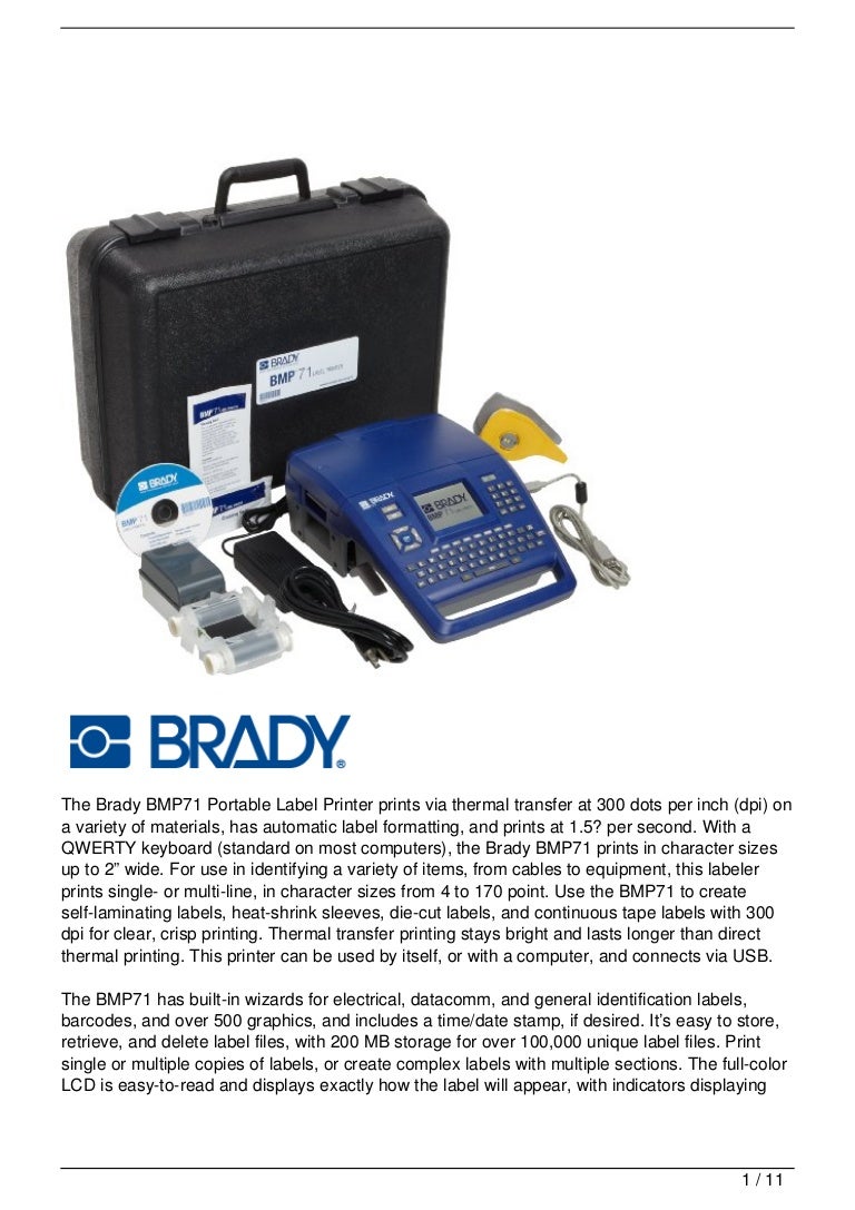 brady printer bmp71