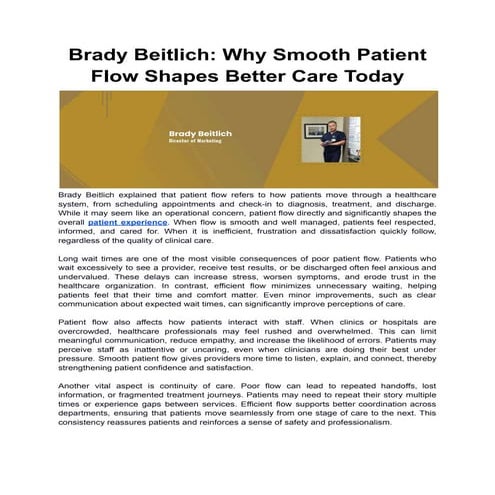 Brady Beitlich Why Smooth Patient Flow Shapes Better Care Today.pdf