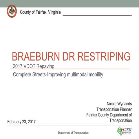 Braeburn Dr. Restriping: 2017 VDOT Repaving