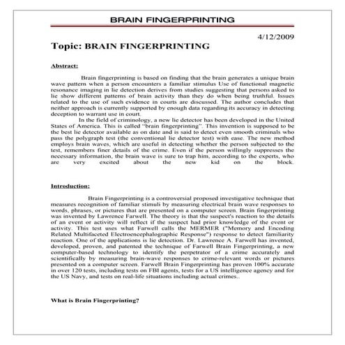 Brain fingerprinting