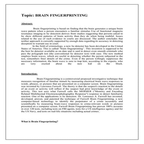 Brain fingerprinting detail report