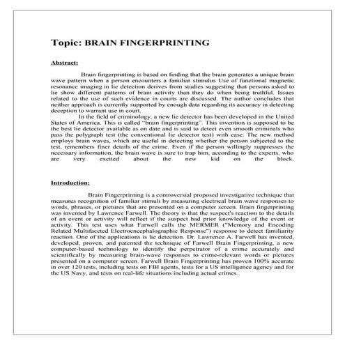 Brain fingerprinting detail report