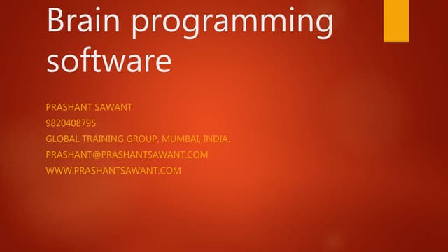 Brain Programming Software By Mr. Prashant Sawant | PPT