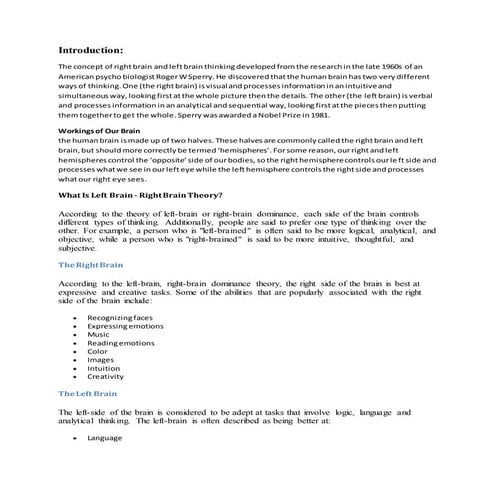 Brain characteristics