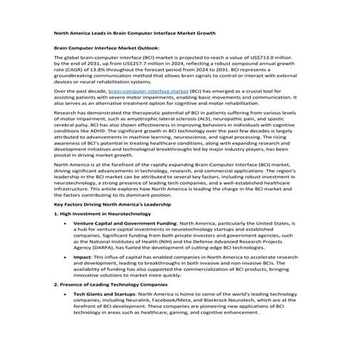 North America Leads in Brain Computer Interface Market Growth
