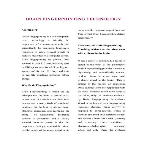 Brain fingerprinting technology