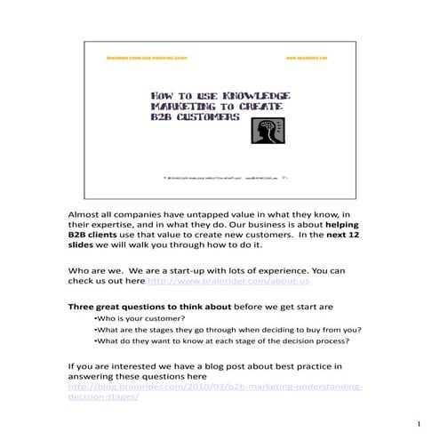 BrainRider: B2B Pipeline Marketing "How To" Presentation With Notes (12 Slides)