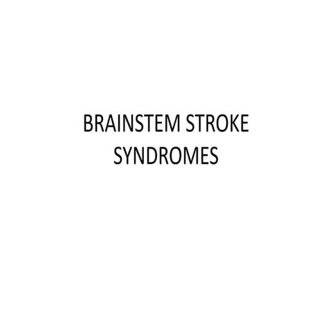 Brainstem stroke syndromes ppt
