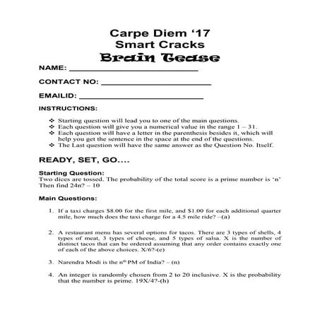 Brain Tease - Puzzles and Trivia