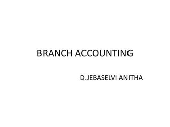 BRANCH ACCOUNTING INTRODUCTION WITH PRACTICAL PROBLEM