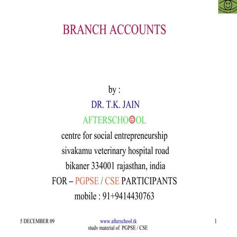 Branch accounts   