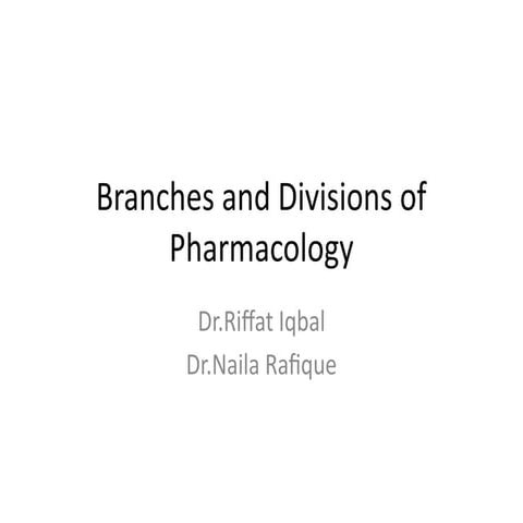 Branches and Divisions of Pharmacology.pptx