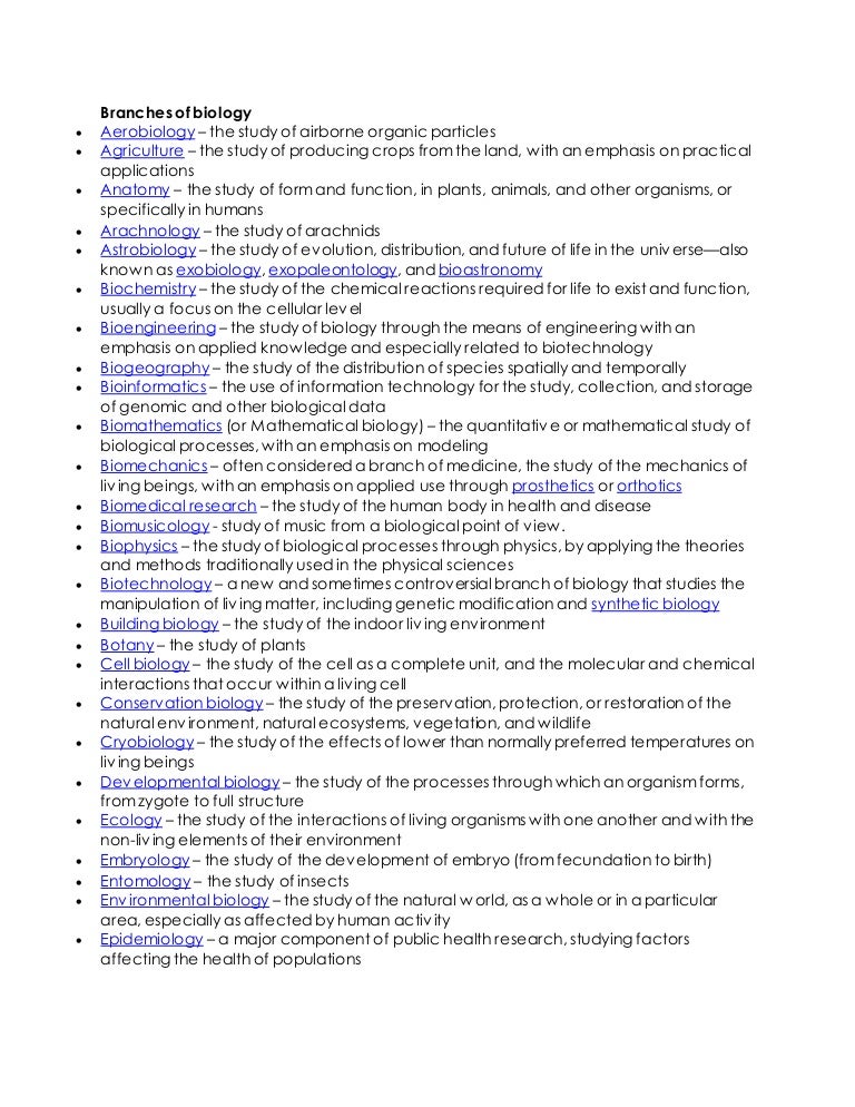 Branches of biology