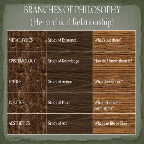 Branches of philosophy report