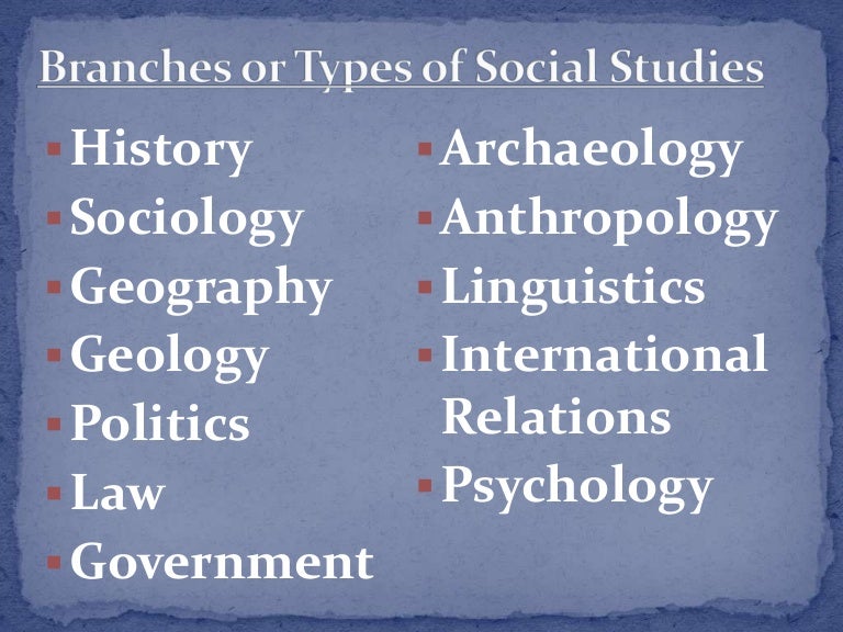 Branches or types of social studies